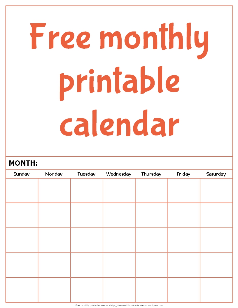 Monthly Printable Calendar Free Pdf